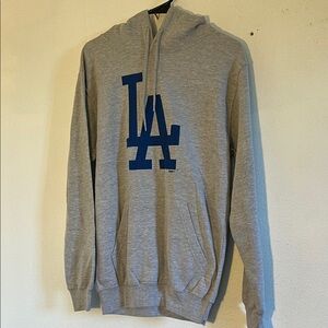 Gray Hoodie with Blue Logo